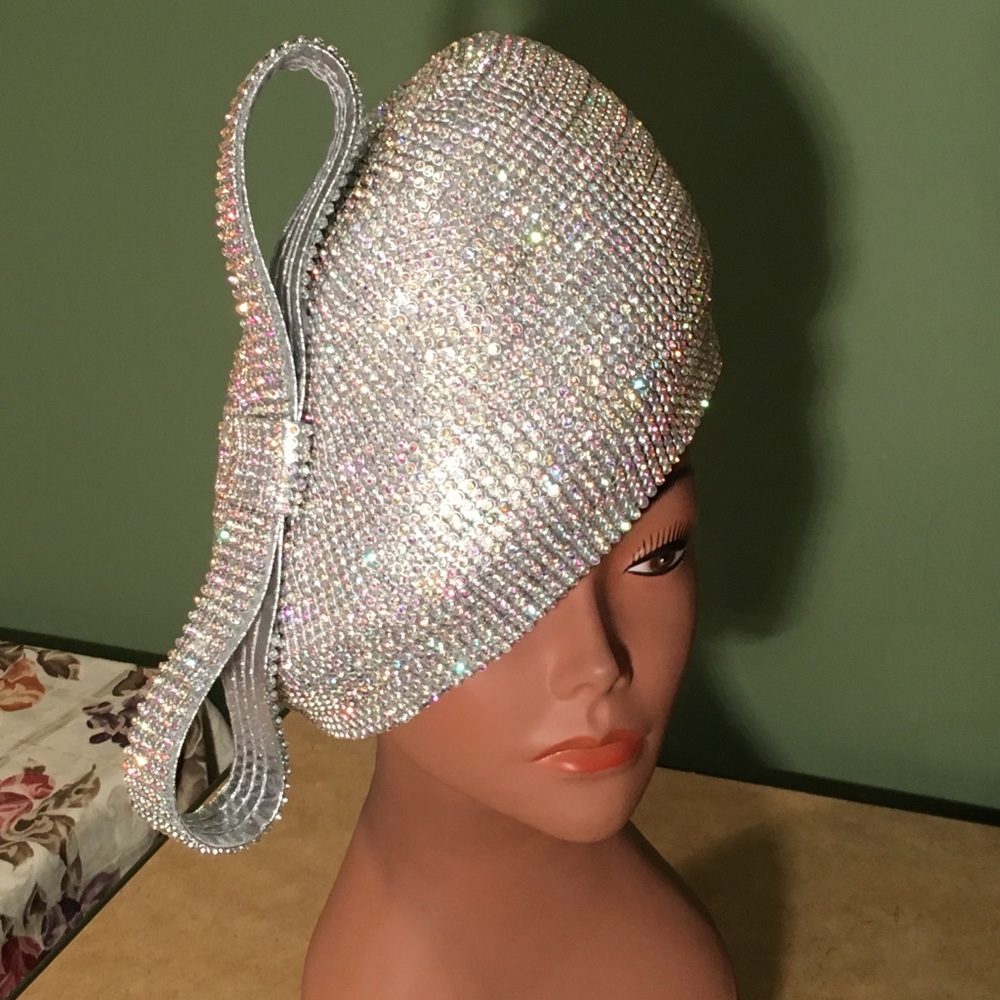 New Stunning CHARM NY A/B Rhinestone Pillbox Church Derby Hat